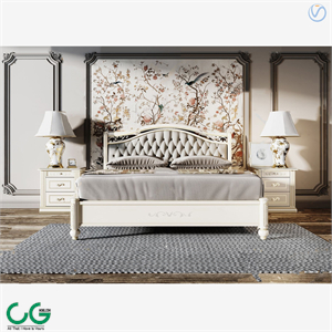 European double bed 3d model